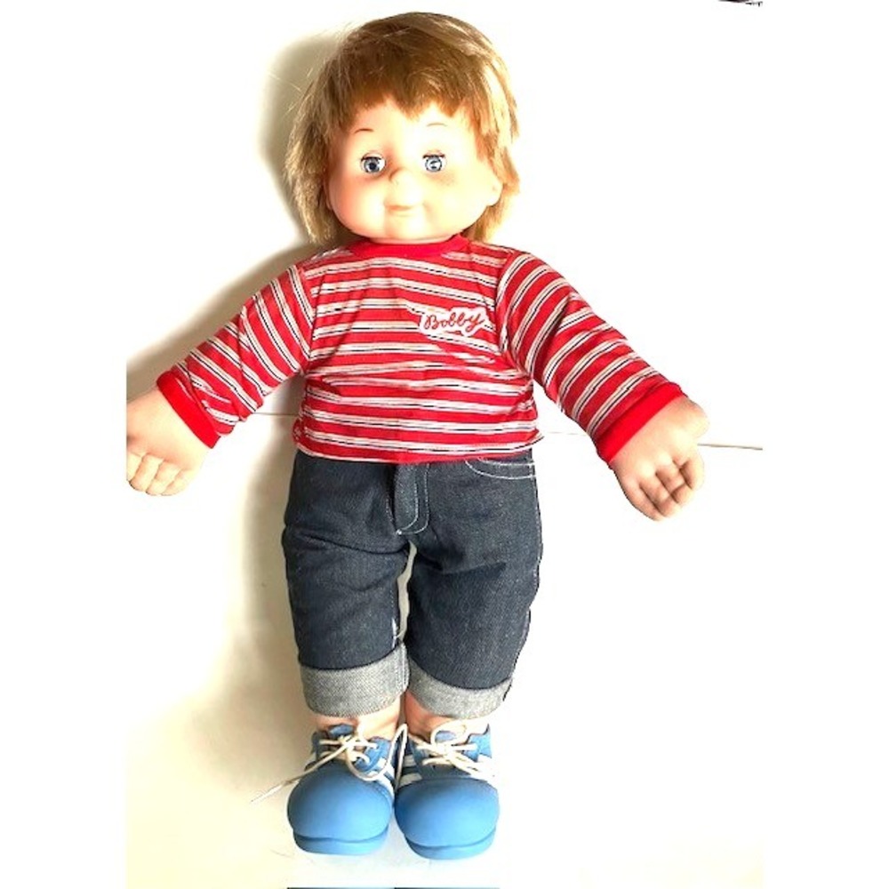 Vintage Playmates Bobby Boy Doll Blonde Hair Blue Open & Close Eyes 1986